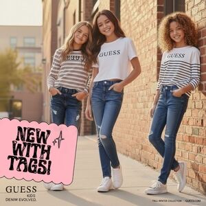 GUESS Girl's Dark Blue Distressed Skinny Jeans